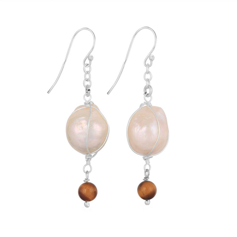 Pearl / Tiger Eye Beaded Earring BDD-3-184