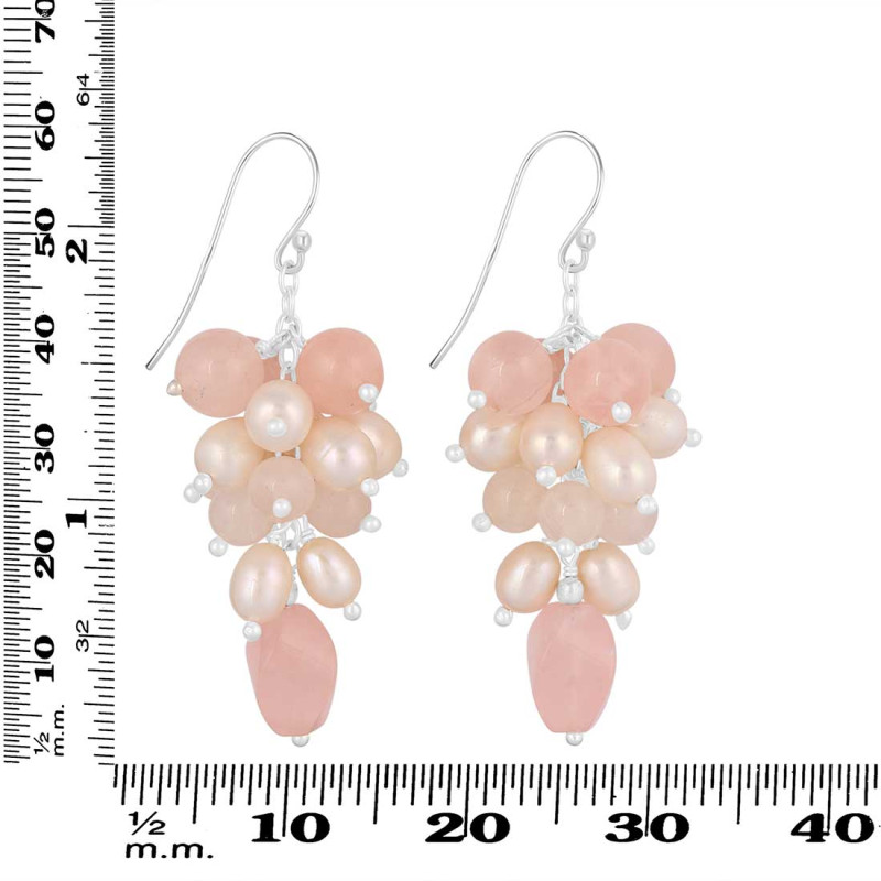 Rose Quartz / Pearl Beaded Earring BDD-3-185