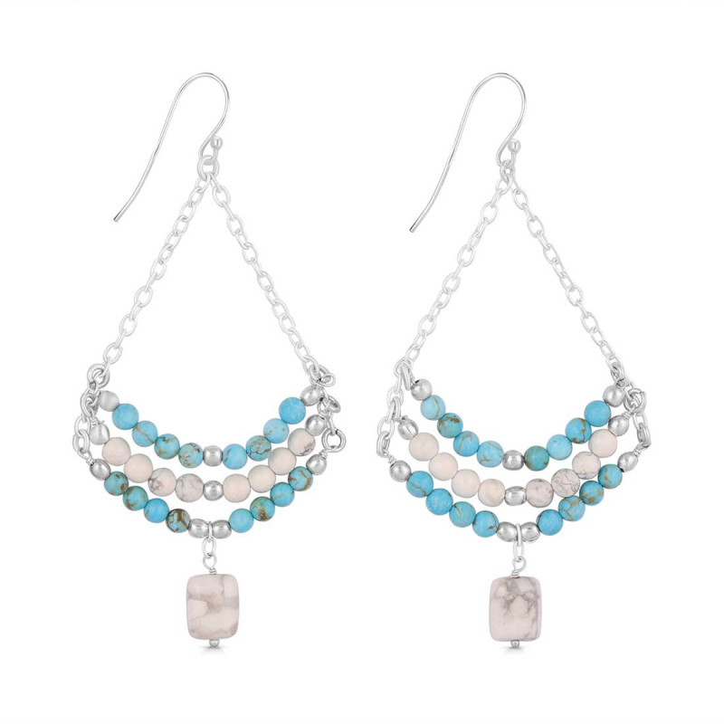 Howlite / Turquoise Beaded Earring BDD-3-187