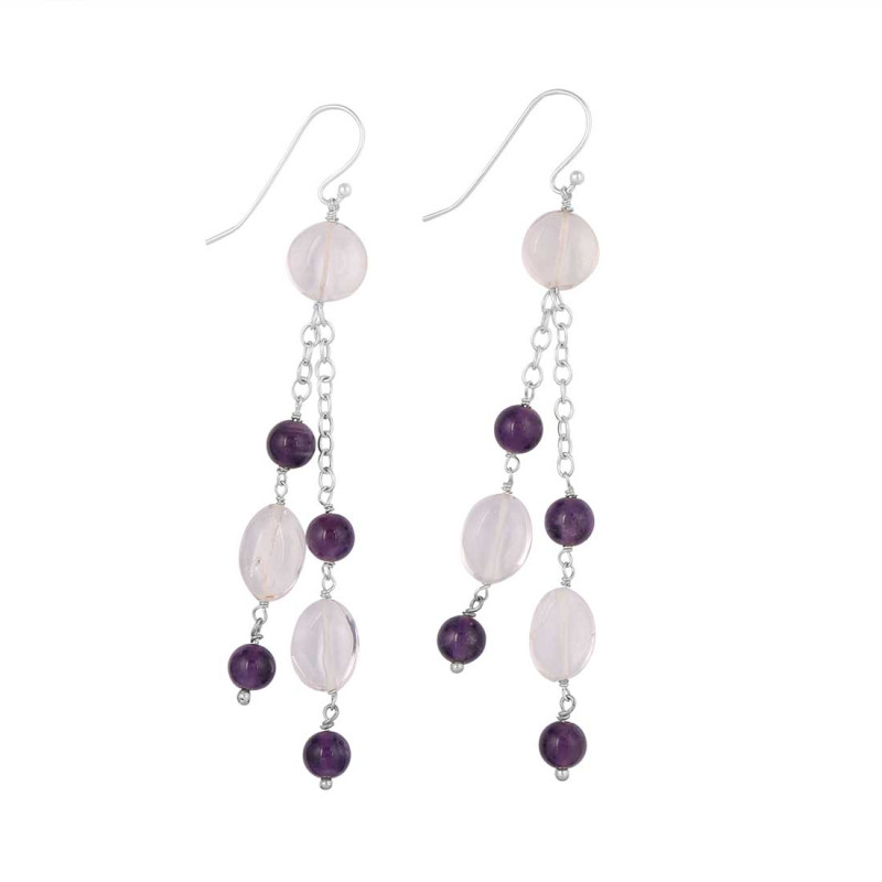 Amethyst / Crystal Beaded Earring BDD-3-192
