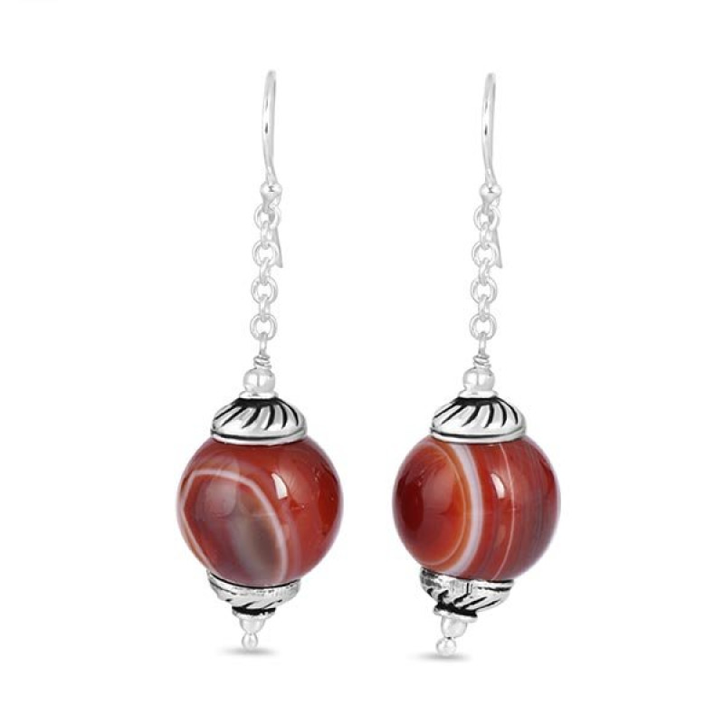 Red Onyx/Beaded Earring-2E BDD-3-71