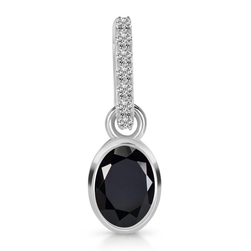 Black Tourmaline & White Topaz Pendant BLS-RDP-780-CZ-LOOP.