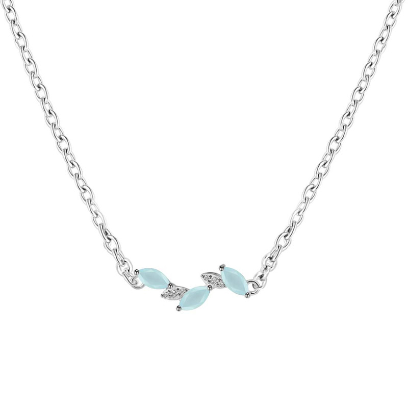 Blue Chalcedony & White Topaz Necklace BLX-RDN-460.