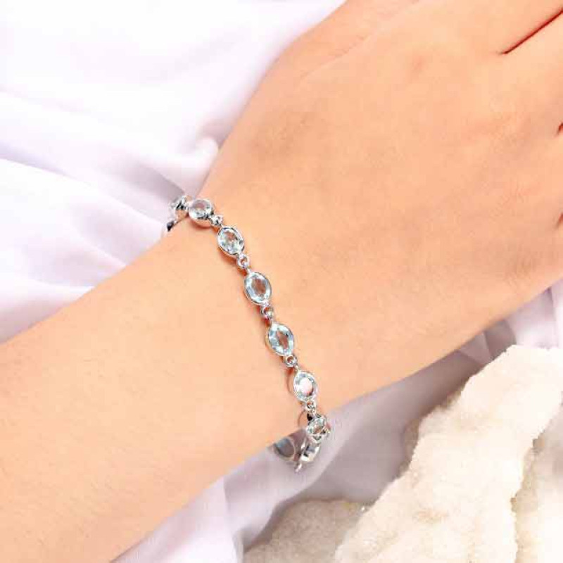 Blue Topaz Bracelet BTZ-RDB-113-CUT.