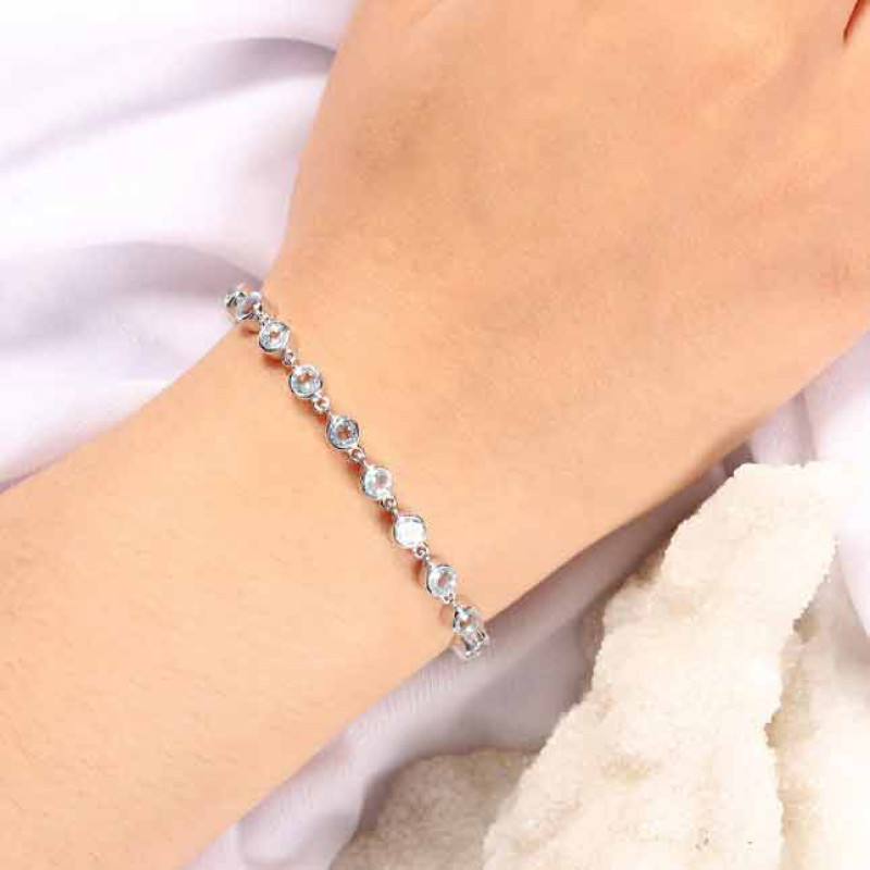 Blue Topaz Bracelet BTZ-RDB-116-CUT.