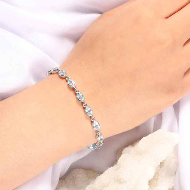 Blue Topaz Bracelet BTZ-RDB-117-CUT.