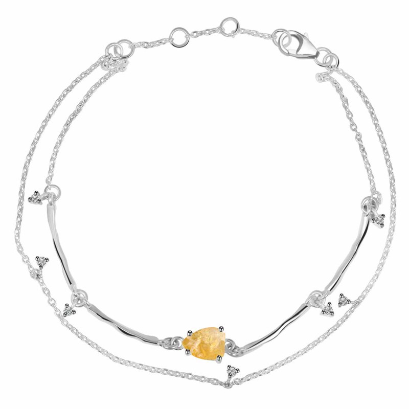 Citrine  Raw Crystal & White Topaz Bracelet CIT-RDB-168.