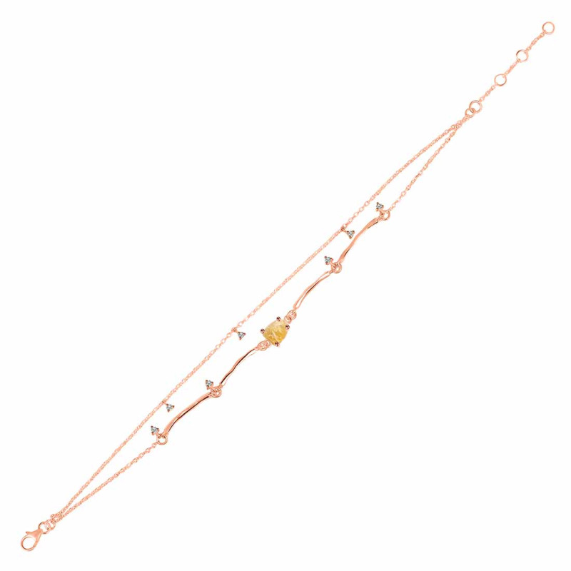 Citrine  Raw Crystal & White Topaz Bracelet CIT-RDB-168.