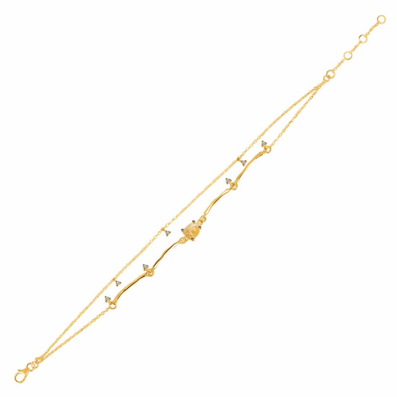 Citrine  Raw Crystal & White Topaz Bracelet CIT-RDB-168.