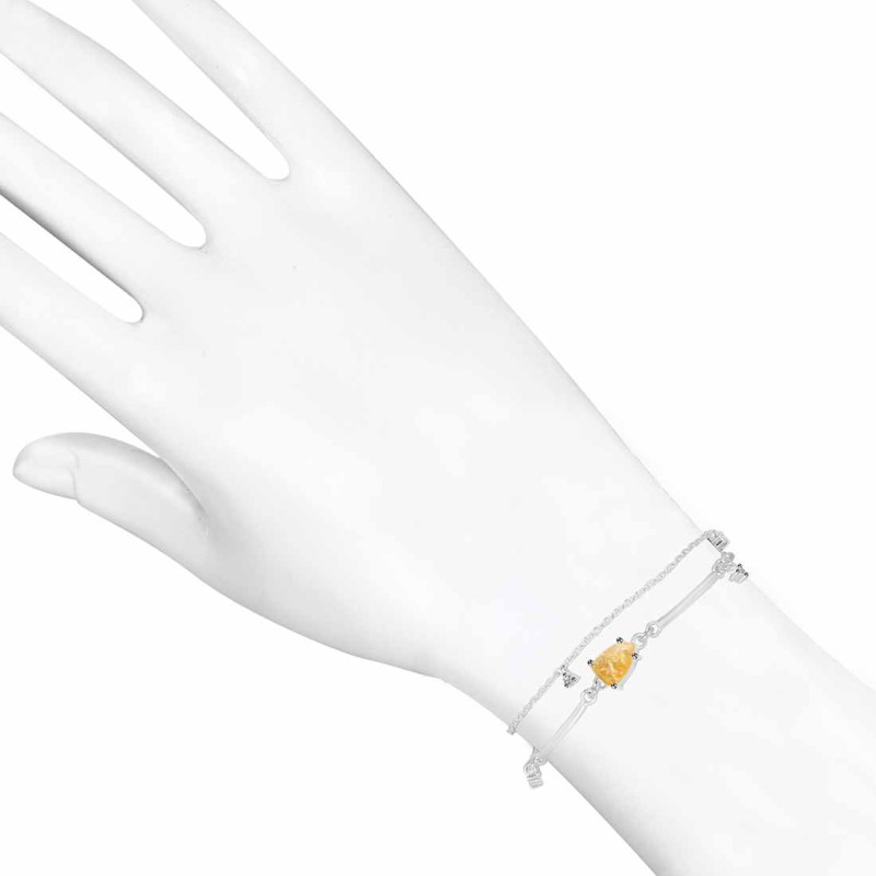 Citrine  Raw Crystal & White Topaz Bracelet CIT-RDB-168.