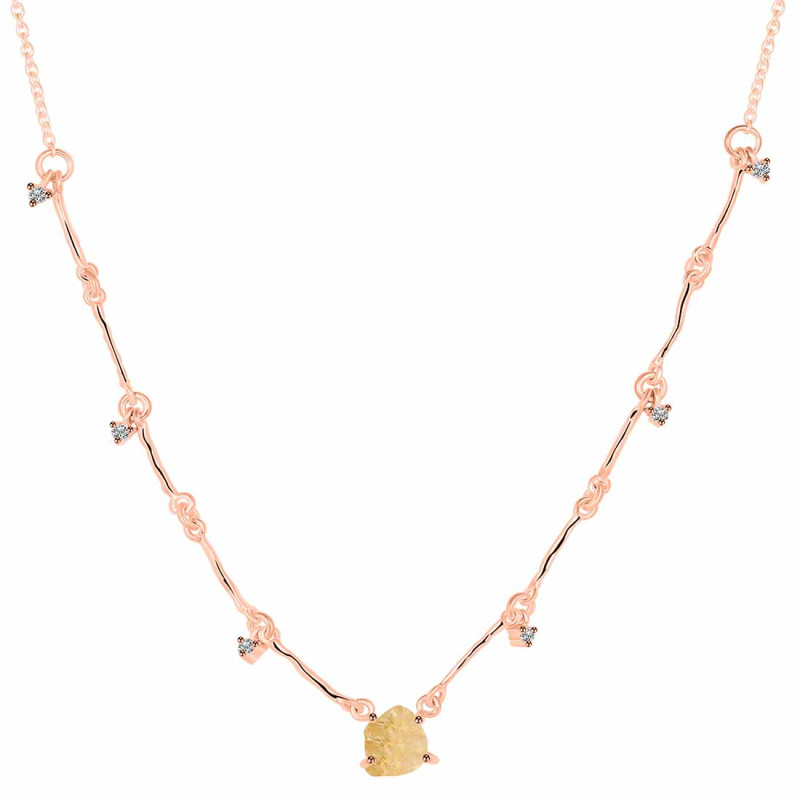 Citrine  Raw Crystal & White Topaz Necklace CIT-RDN-385.