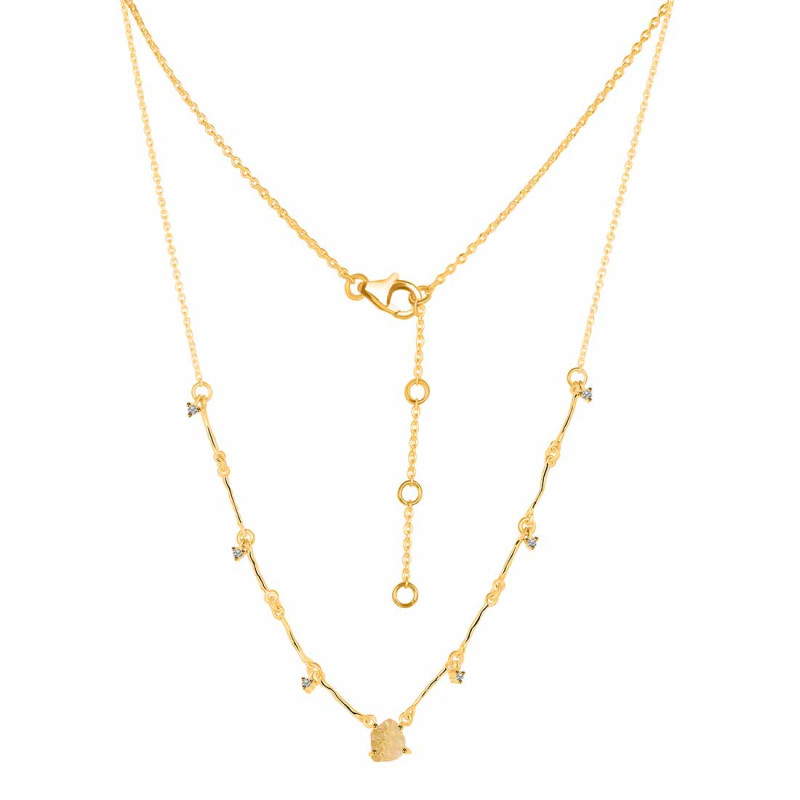 Citrine  Raw Crystal & White Topaz Necklace CIT-RDN-385.