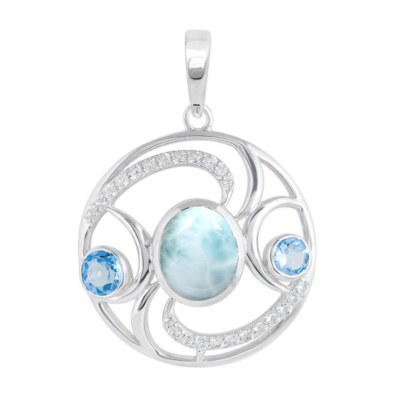 Close Out Larimar & Blue Topaz & White Topaz Pendant LAR-CO-RDP-311.