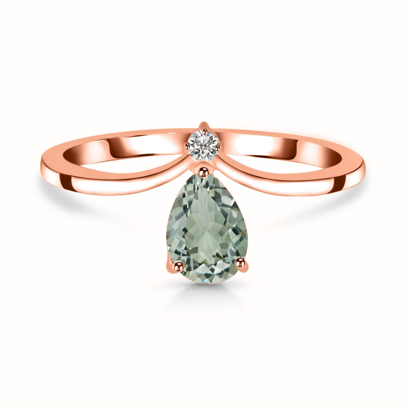 Green Amethyst & White Topaz Ring GRA-RR-374.