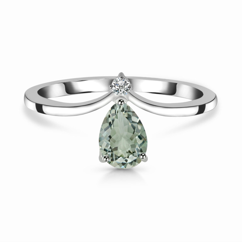 Green Amethyst & White Topaz Ring GRA-RR-374.