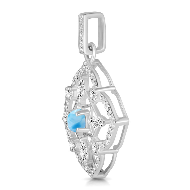 Larimar & White Topaz Pendant LAR-RDP-797-CZ-LOOP.