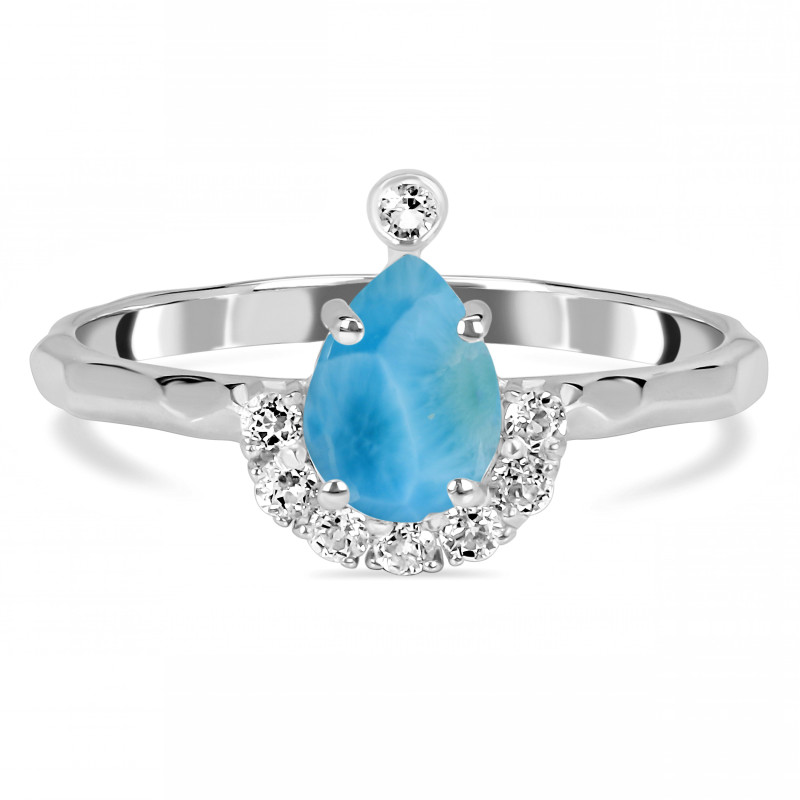 Larimar & White Topaz Ring LAR-RDR-1622.
