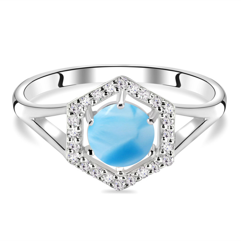 Larimar & White Topaz Ring LAR-RDR-1800.
