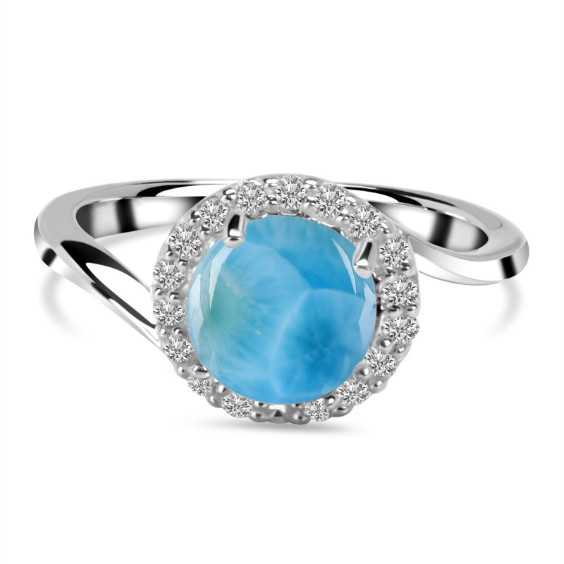 Larimar & White Topaz Ring LAR-RDR-1801.