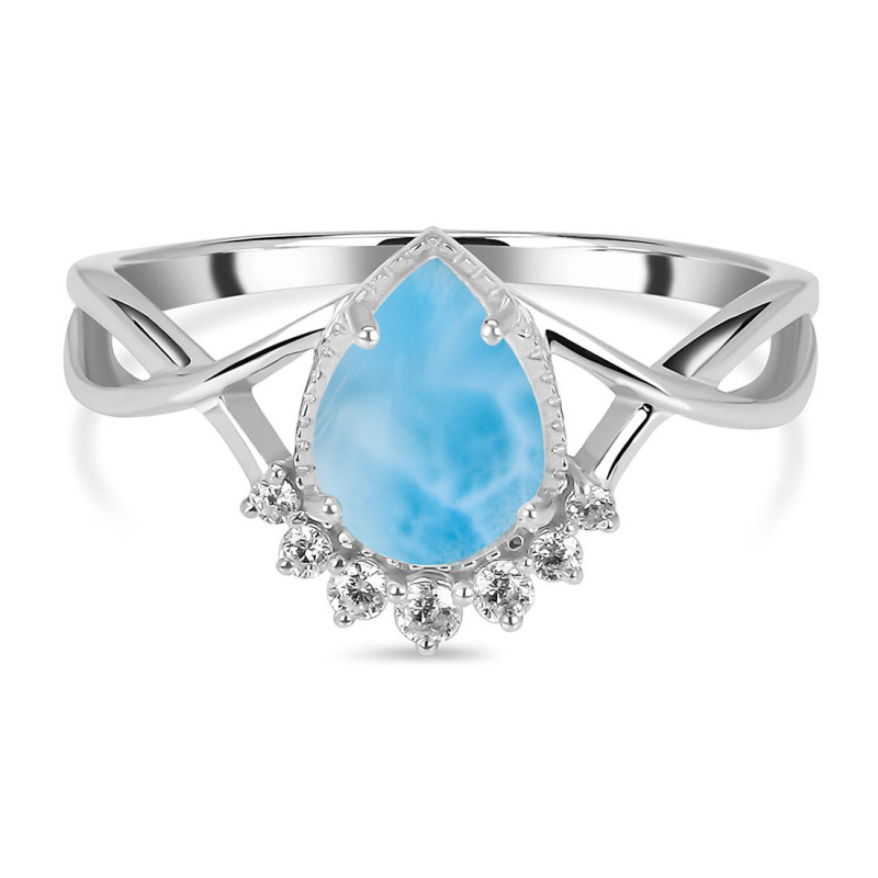 Larimar & White Topaz Ring LAR-RDR-1930.