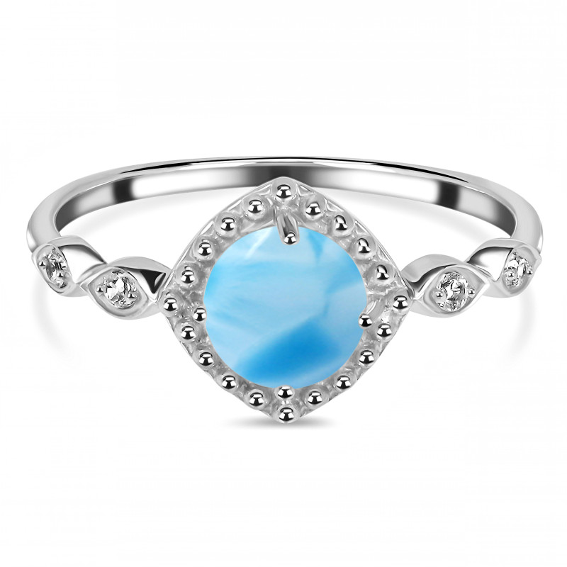 Larimar & White Topaz Ring LAR-RDR-1935.