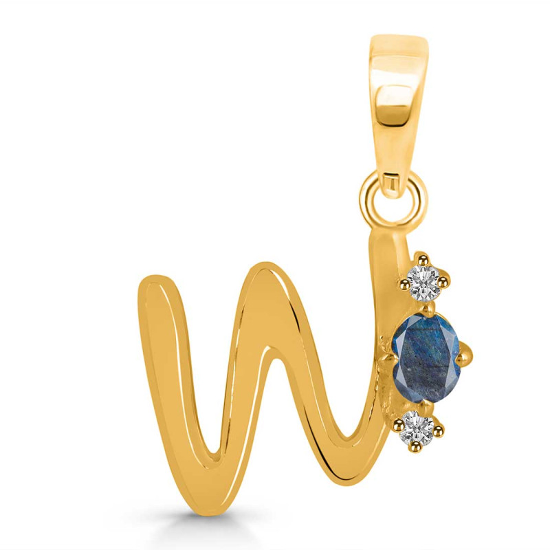 Labradorite & White Topaz Alphabet W Pendant LBD-RDA-23.