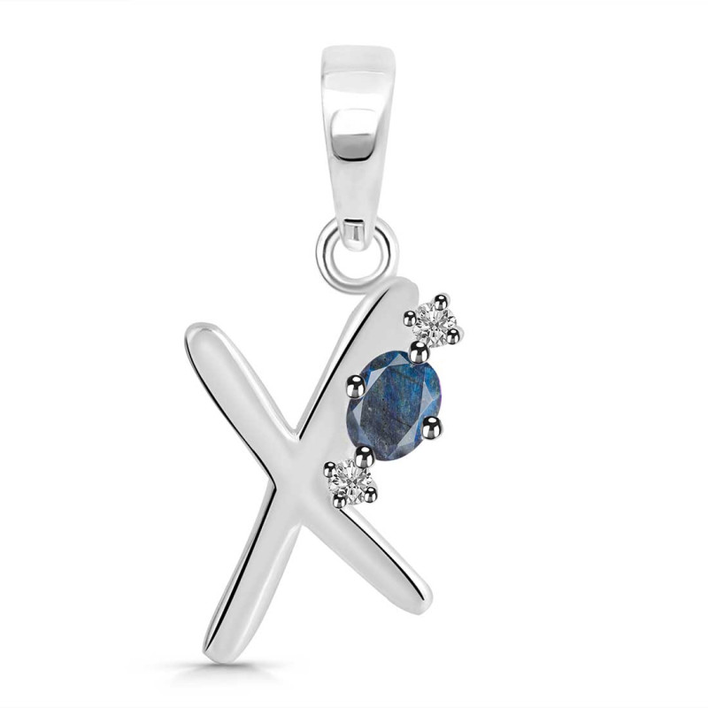 Labradorite & White Topaz Alphabet X Pendant LBD-RDA-24.