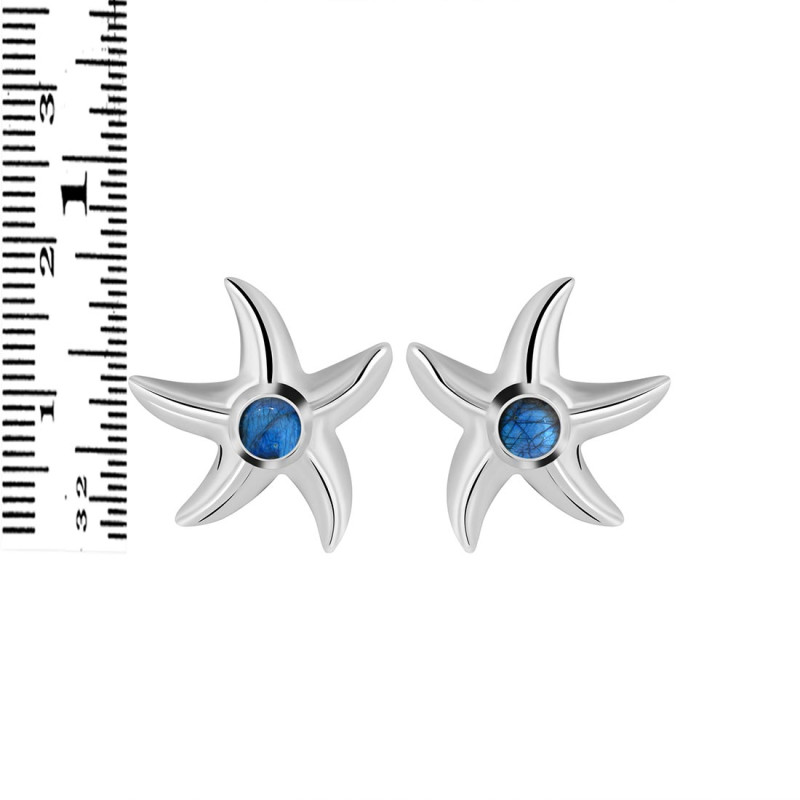 Labradorite Star Fish Stud Earring LBD-RUE-1.