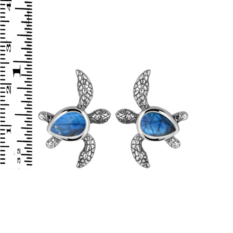 Labradorite Turtle Stud Earring LBD-RUE-3.