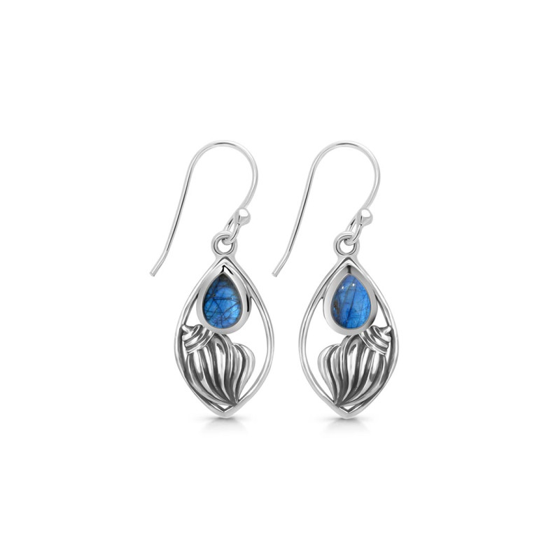 Labradorite Shell Earring LBD-RUE-6.