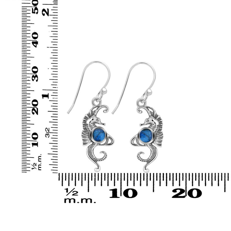 Labradorite Sea Horse Earring LBD-RUE-11.
