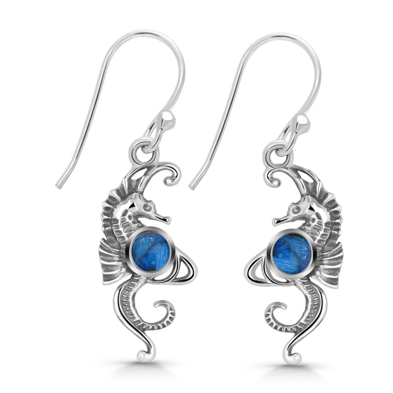 Labradorite Sea Horse Earring LBD-RUE-11.