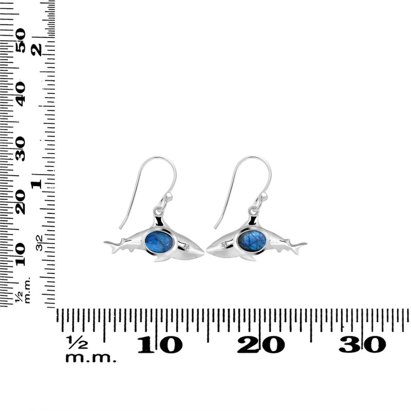 Labradorite & White Topaz Shark Earring LBD-RUE-13.