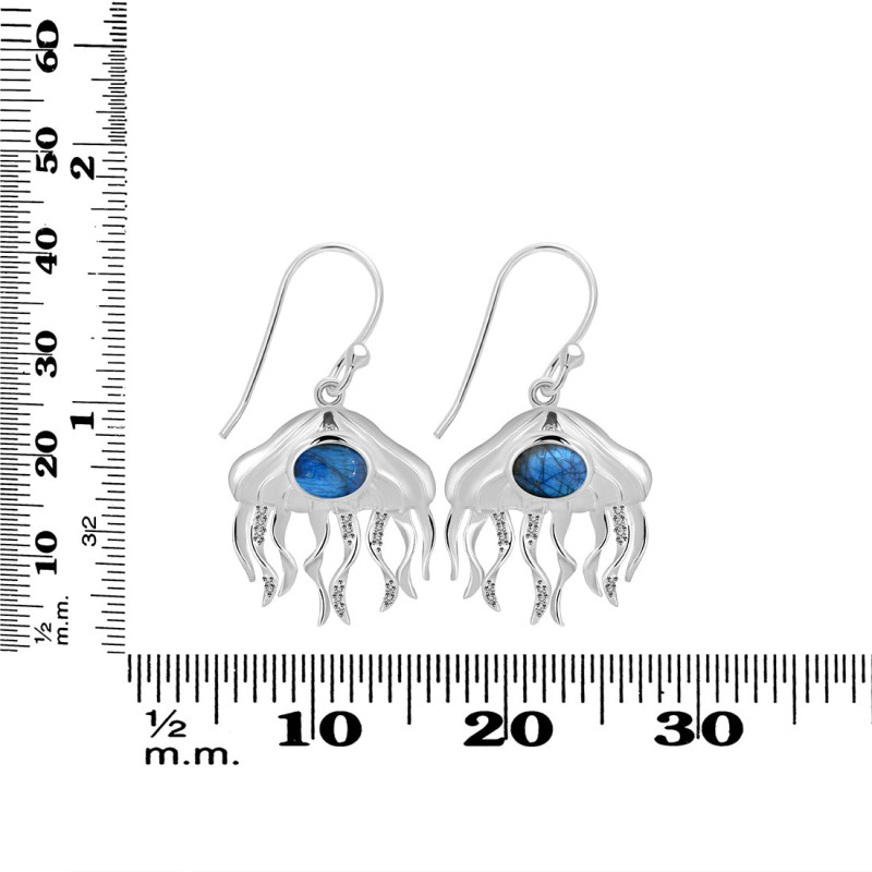 Labradorite & White Topaz Jelly Fish Earring LBD-RUE-14.