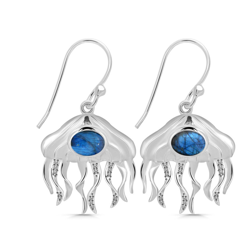 Labradorite & White Topaz Jelly Fish Earring LBD-RUE-14.