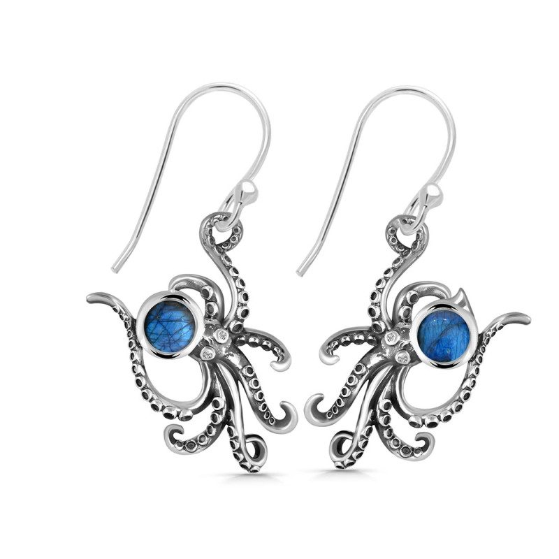 Labradorite Octopus Earring LBD-RUE-15.