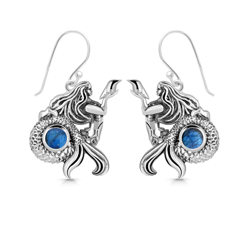 Labradorite Mermaid & Shell Earring LBD-RUE-21.