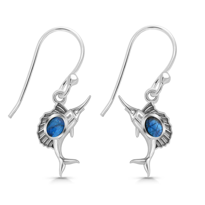 Labradorite Sail Fish Earring LBD-RUE-25.