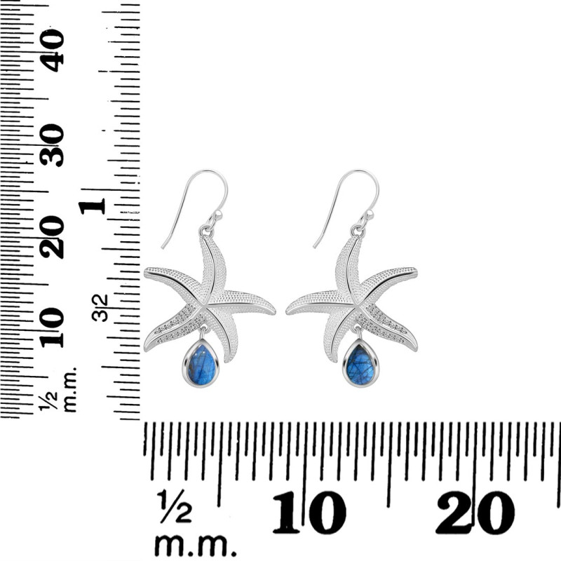 Labradorite & White Topaz Star Fish Earring LBD-RUE-31.