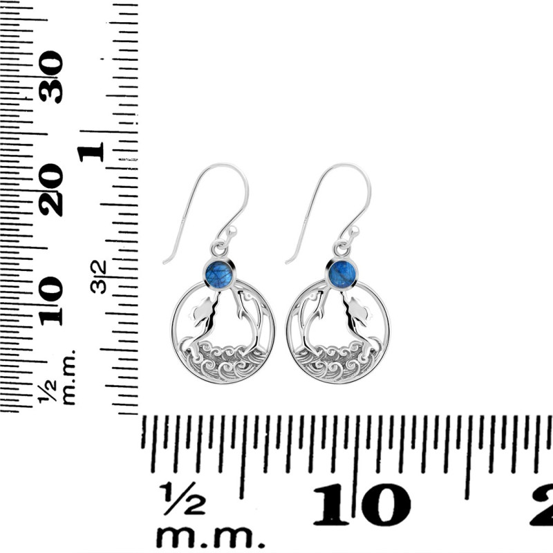 Labradorite Mermaid & Dolphin Earring LBD-RUE-34.
