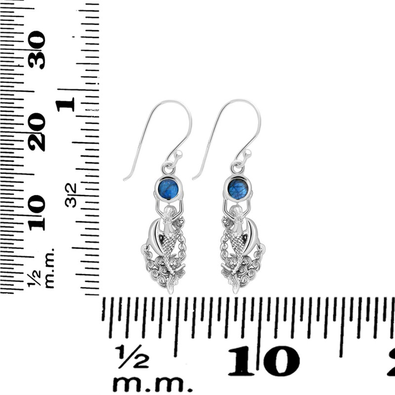 Labradorite Mermaid & Dolphin Earring LBD-RUE-35.