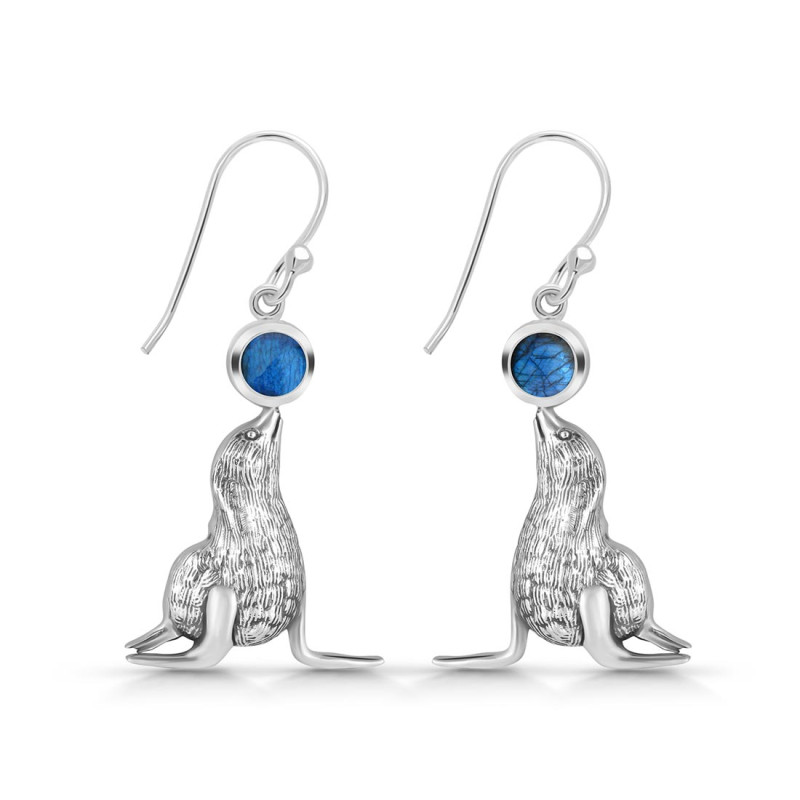 Labradorite Seal Earring LBD-RUE-37.