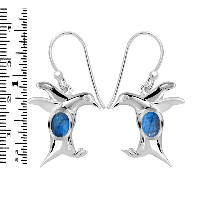 Labradorite & White Topaz Penguin Earring LBD-RUE-40.