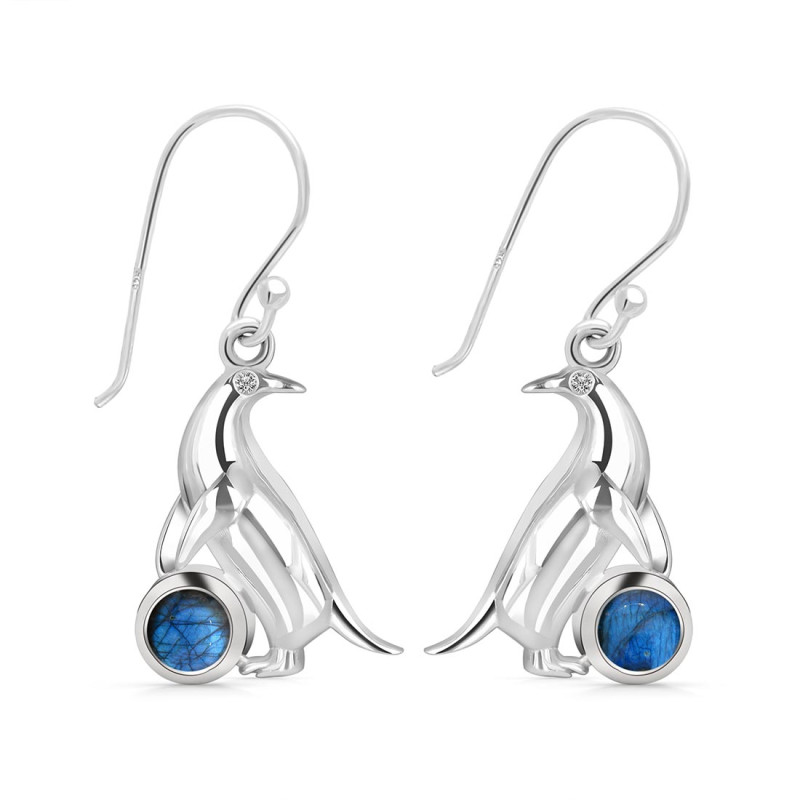 Labradorite & White Topaz Penguin Earring LBD-RUE-44.
