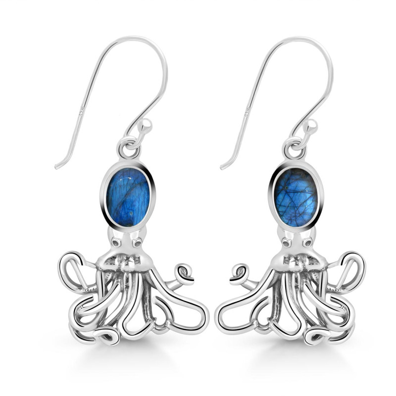Labradorite Octopus Earring LBD-RUE-46.