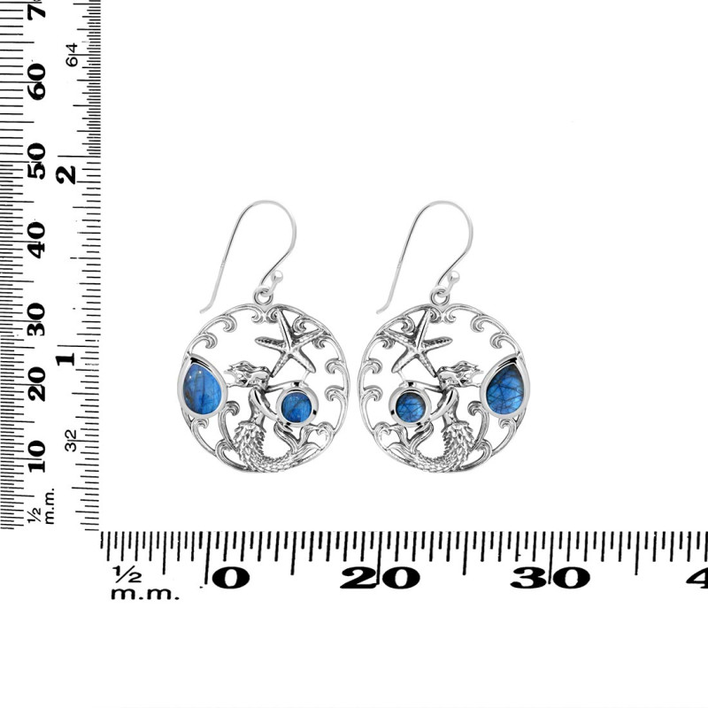 Labradorite Mermaid & Star Fish Earring LBD-RUE-52.