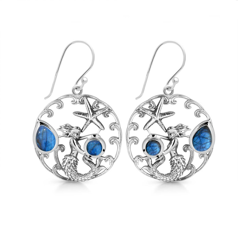 Labradorite Mermaid & Star Fish Earring LBD-RUE-52.