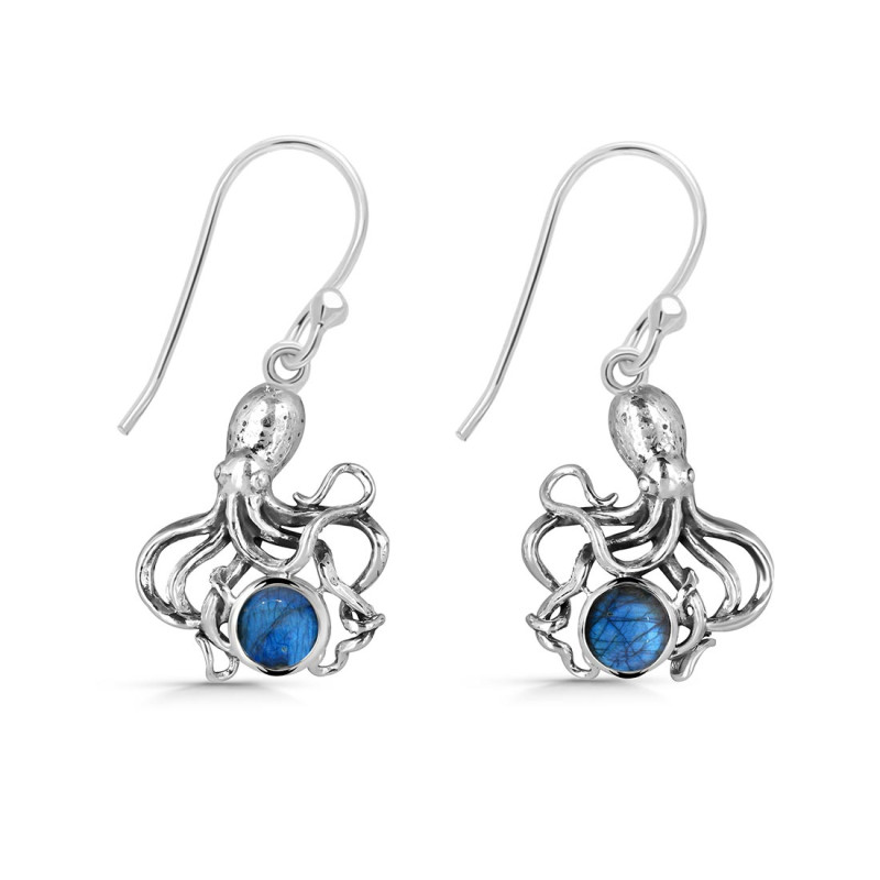 Labradorite Octopus Earring LBD-RUE-65.