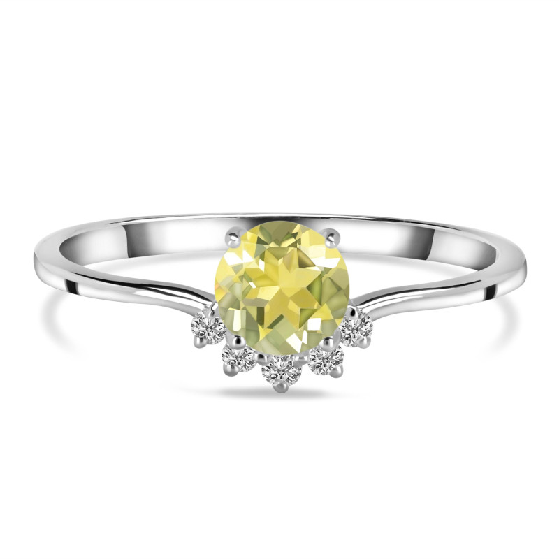 Lemon Quartz & White Topaz Ring LEM-RDR-1942.