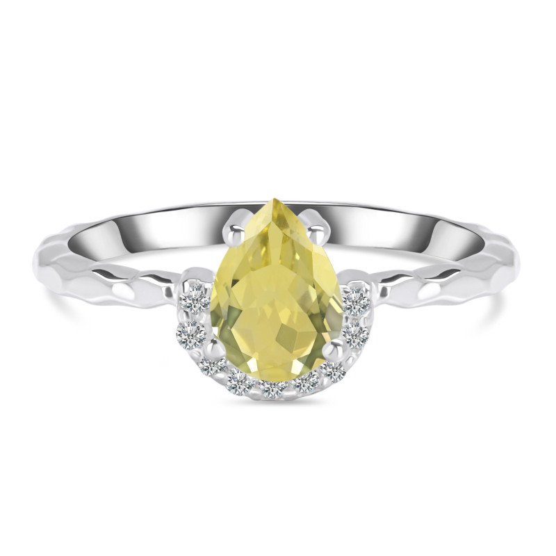 Lemon Quartz & White Topaz Ring LEM-RDR-2192.